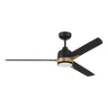 Craftmade Fuller 52'' 3-blade Ceiling Fan In Flat Black/satin Brass W/ Flat Black Blades; Light Kit Included (optional)
