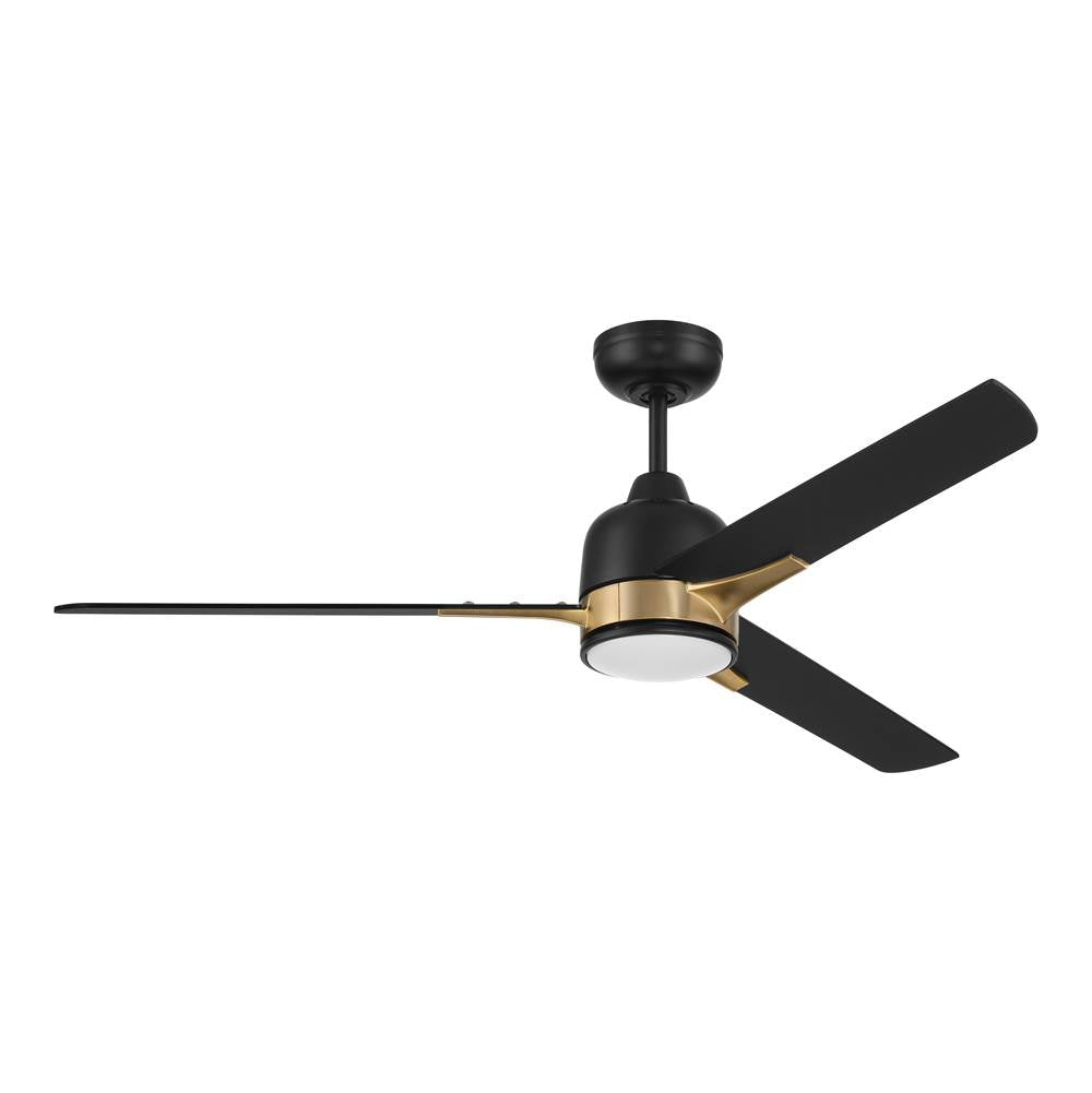 Craftmade Fuller 52'' 3-blade Ceiling Fan In Flat Black/satin Brass W/ Flat Black Blades; Light Kit Included (optional)