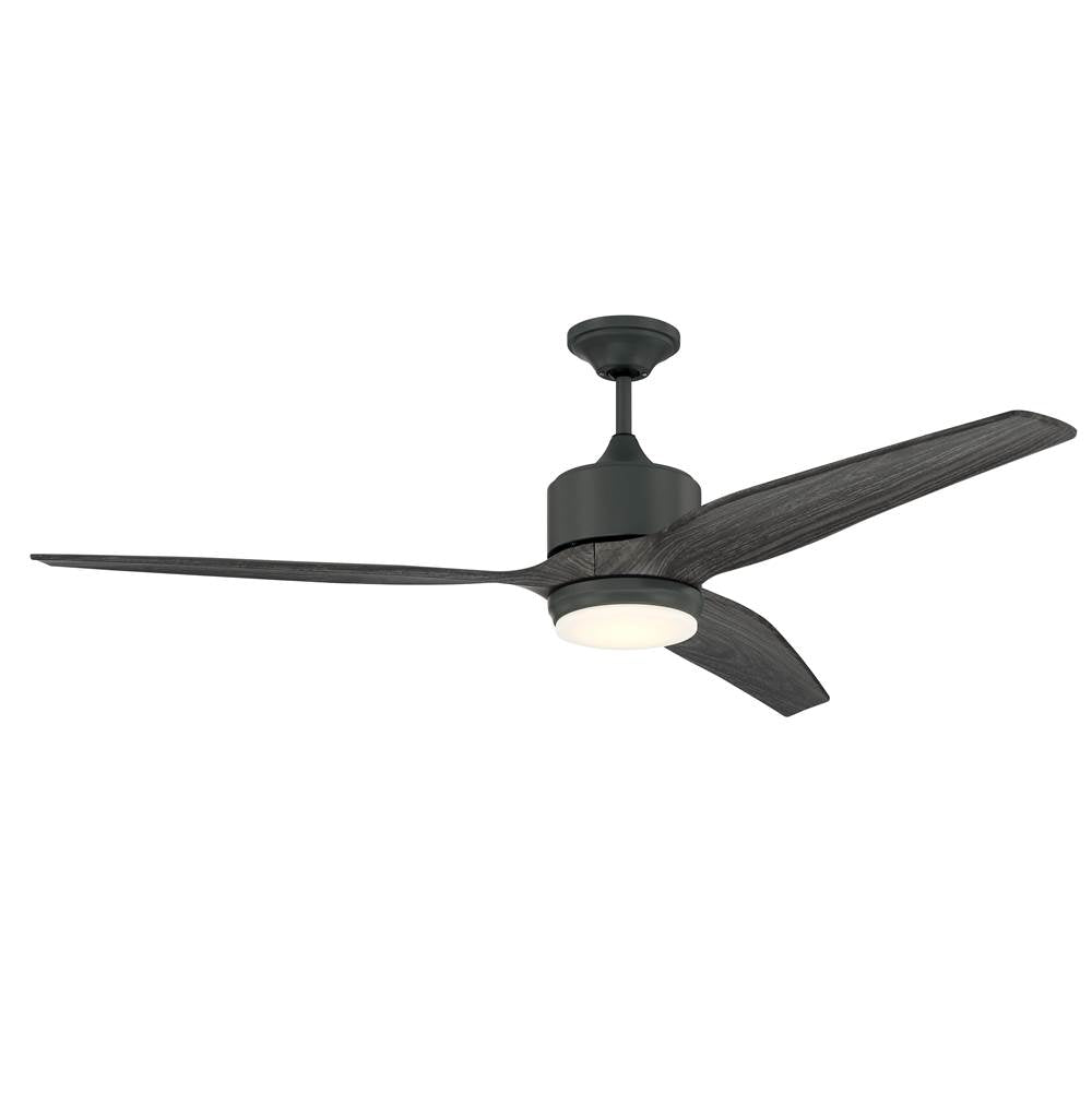Craftmade  Force Xl 60'' 3-blade Indoor/outdoor (wet) Ceiling Fan In Dark Graphite W/ Greywood Blades; Integrated Light Kit