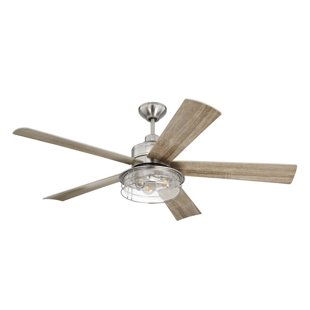 Craftmade Garrick 56'' 5-blade Ceiling Fan In Brushed Polished Nickel W/ Driftwood Blades; Integrated Light Kit