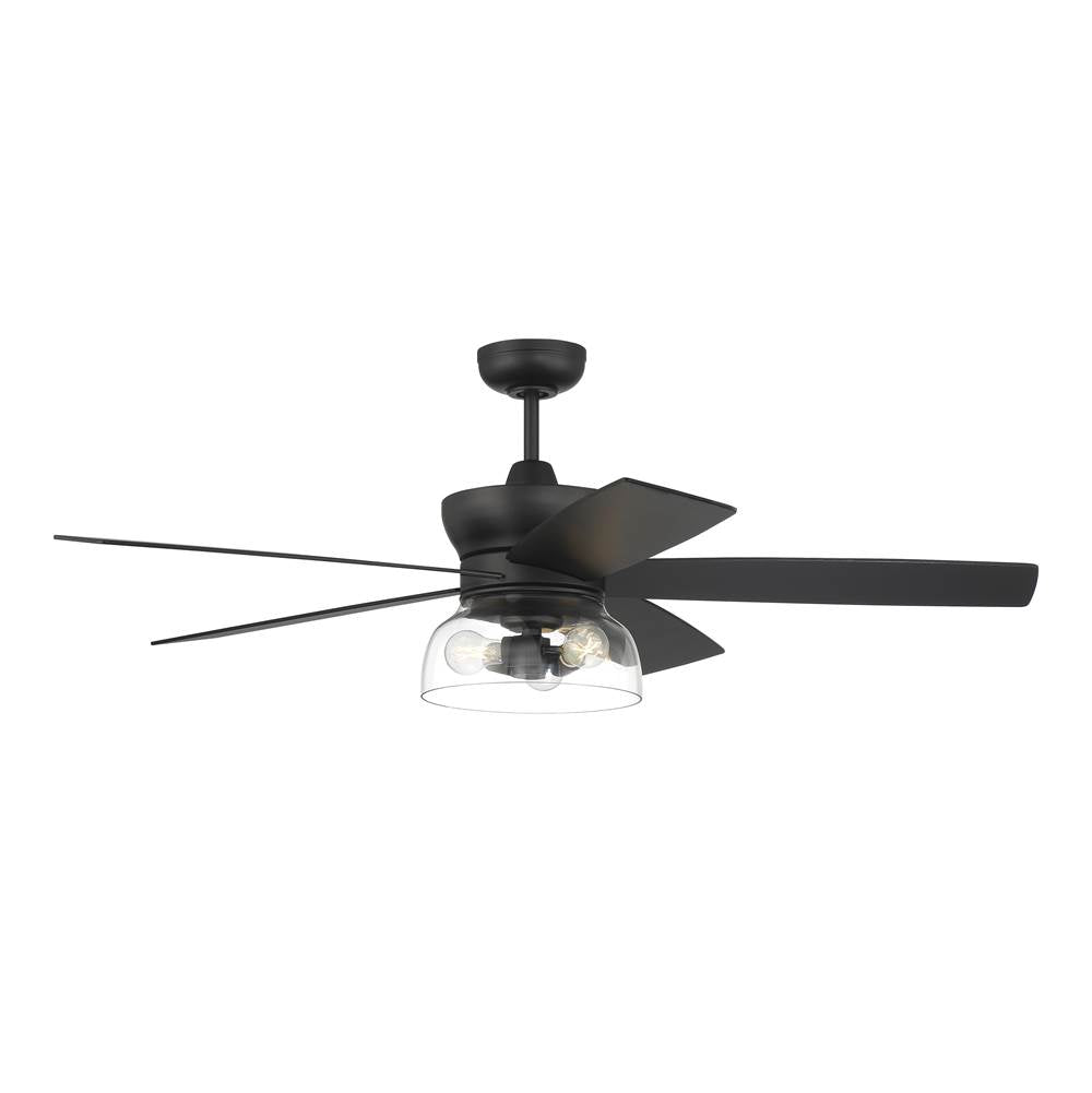 Craftmade GBN52FB5-NWF Flat Black Gibson 52'' 5-blade Ceiling Fan In Flat Black With Flat Black/greywood Blades, Integrated Light Kit Image 1