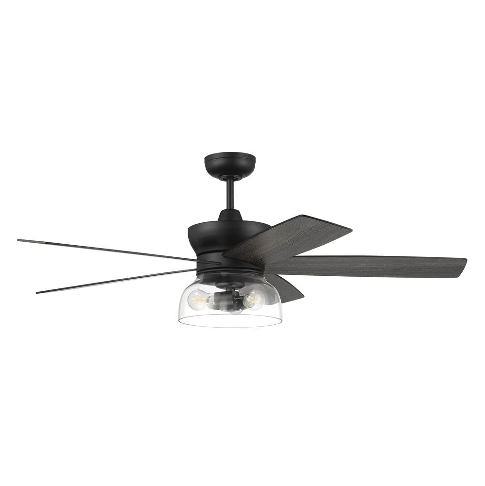 Craftmade Gibson 52'' 5-blade Ceiling Fan In Flat Black With Flat Black/greywood Blades, Integrated Light Kit