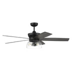 Craftmade Gibson 52'' 5-blade Ceiling Fan In Flat Black With Flat Black/greywood Blades, Integrated Light Kit