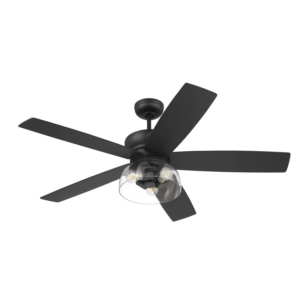 Craftmade GBN52FB5-NWF Flat Black Gibson 52'' 5-blade Ceiling Fan In Flat Black With Flat Black/greywood Blades, Integrated Light Kit Image 2