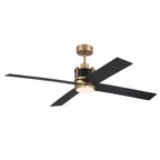 Craftmade GRG56SBFB4-NWF Satin Brass Gregory 56'' 4-blade Ceiling Fan In Satin Brass With Flat Black/black Walnut Blades, Light Kit Included (optional) Image 1