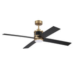 Craftmade Gregory 56'' 4-blade Ceiling Fan In Satin Brass With Flat Black/black Walnut Blades, Light Kit Included (optional)