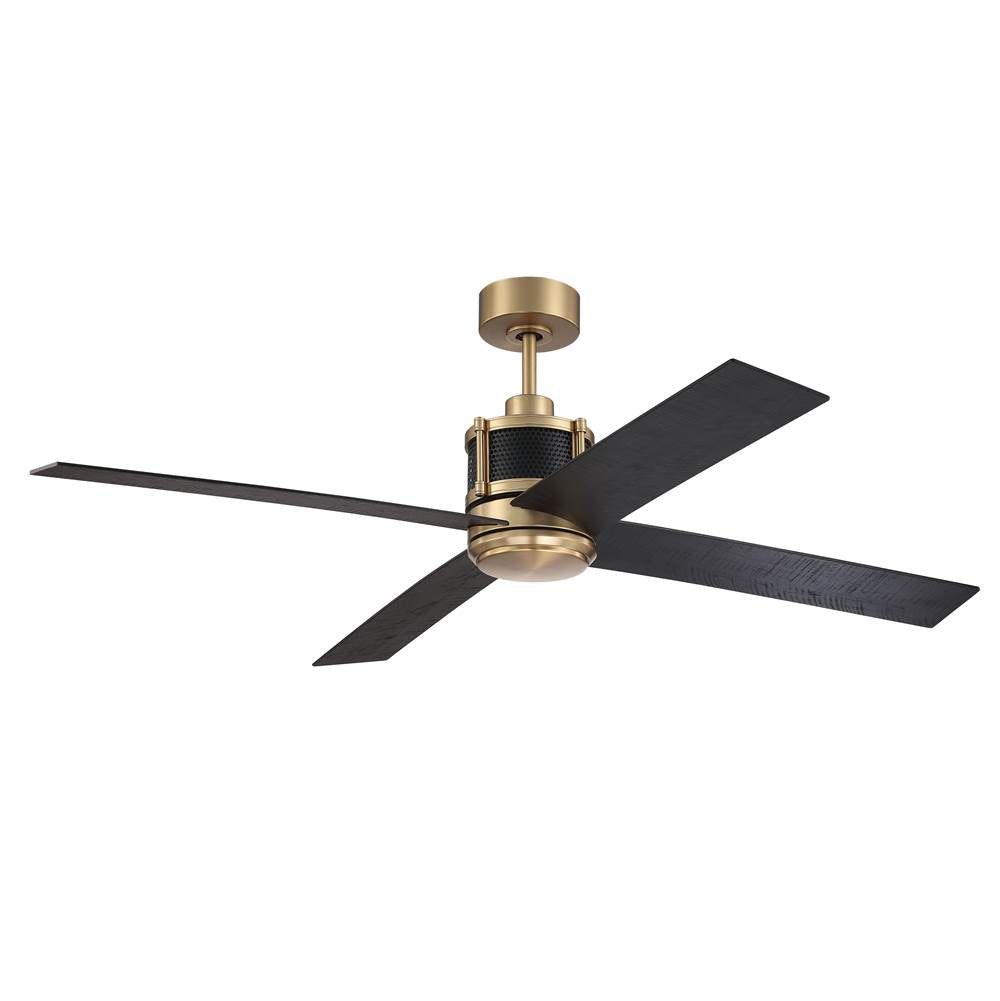 Craftmade GRG56SBFB4-NWF Satin Brass Gregory 56'' 4-blade Ceiling Fan In Satin Brass With Flat Black/black Walnut Blades, Light Kit Included (optional) Image 3