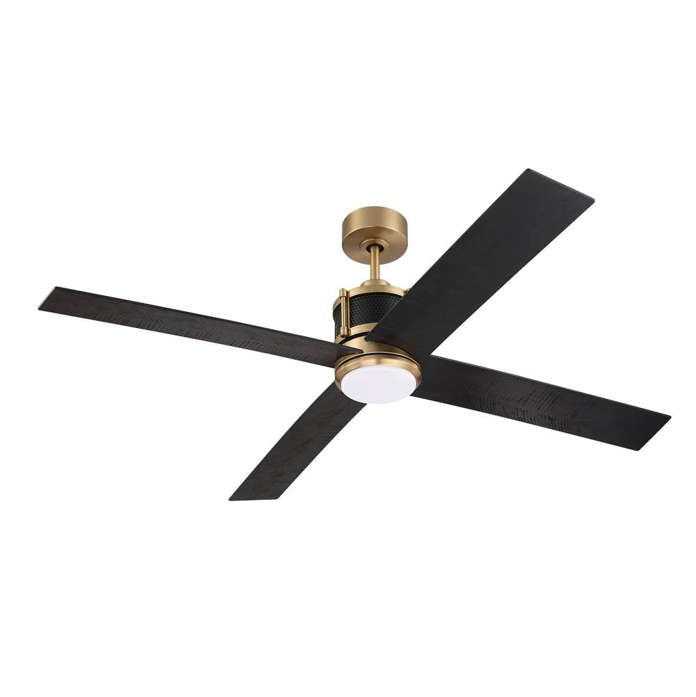 Craftmade GRG56SBFB4-NWF Satin Brass Gregory 56'' 4-blade Ceiling Fan In Satin Brass With Flat Black/black Walnut Blades, Light Kit Included (optional) Image 2
