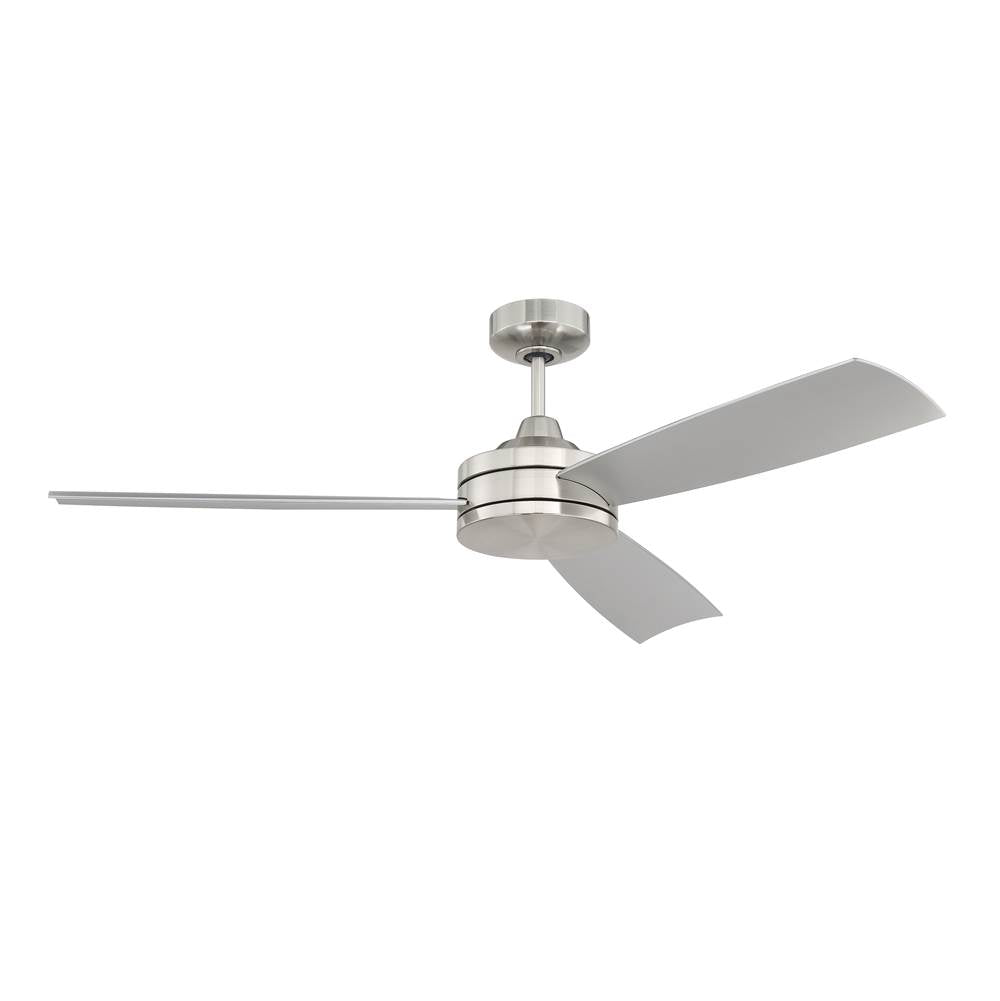 Craftmade Inspo 54'' 3-blade Ceiling Fan In Brushed Polished Nickel W/ Brushed Nickel Blades; Not Light Kit Adaptable