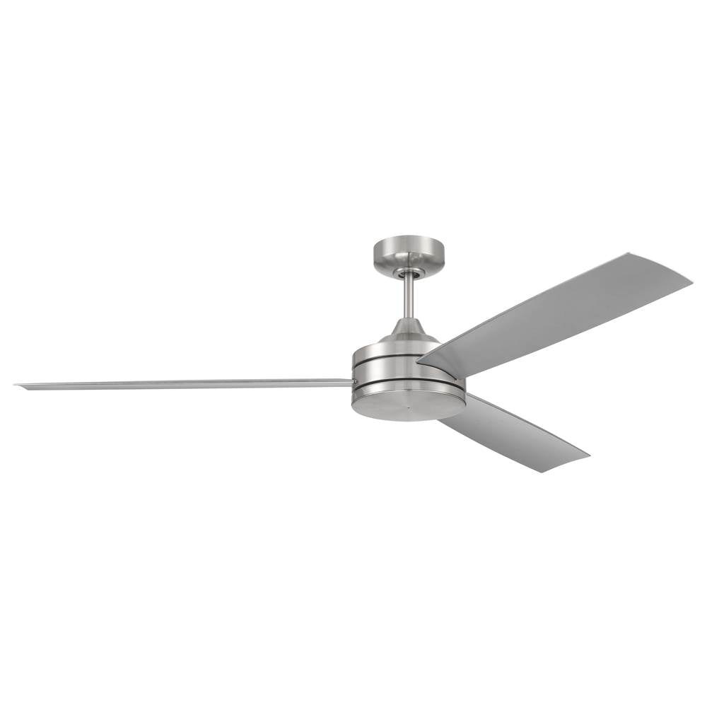 Craftmade Inspo 62'' 3-blade Indoor Ceiling Fan In Brushed Polished Nickel W/ Brushed Nickel Blades; Not Light Kit Adaptable