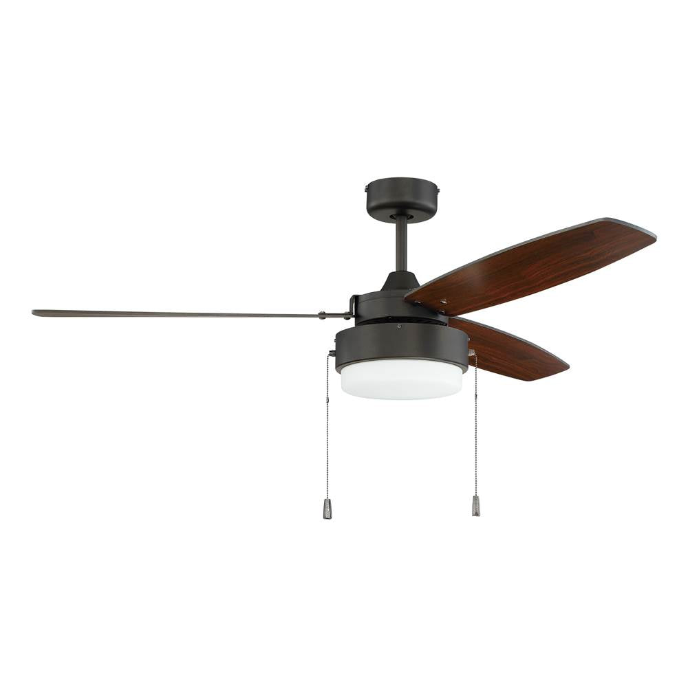Craftmade Intrepid 52'' 3-blade Ceiling Fan In Brushed Polished Nickel W/ Brushed Nickel/walnut Blades; Integrated Light Kit
