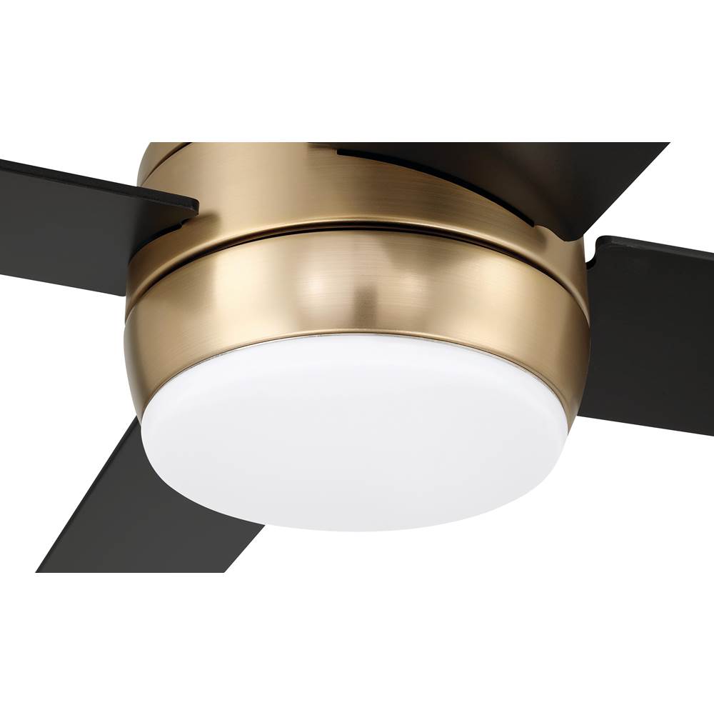 Craftmade KLS52SB4 Satin Brass Kelsey 52'' 4-blade Ceiling Fan In Satin Brass With Flat Black Blades, Integrated Light Kit Image 3