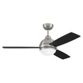 Craftmade Keen 48'' 3-blade Ceiling Fan In Brushed Polished Nickel W/ Flat Black/greywood Blades; Light Kit Included (optional)