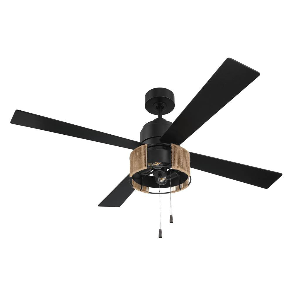 Craftmade KNS52FB4 Flat Black Kensey 52'' 4-blade Ceiling Fan In Flat Black W/ Flat Black/natural Oak Blades; Integrated Light Kit Image 9
