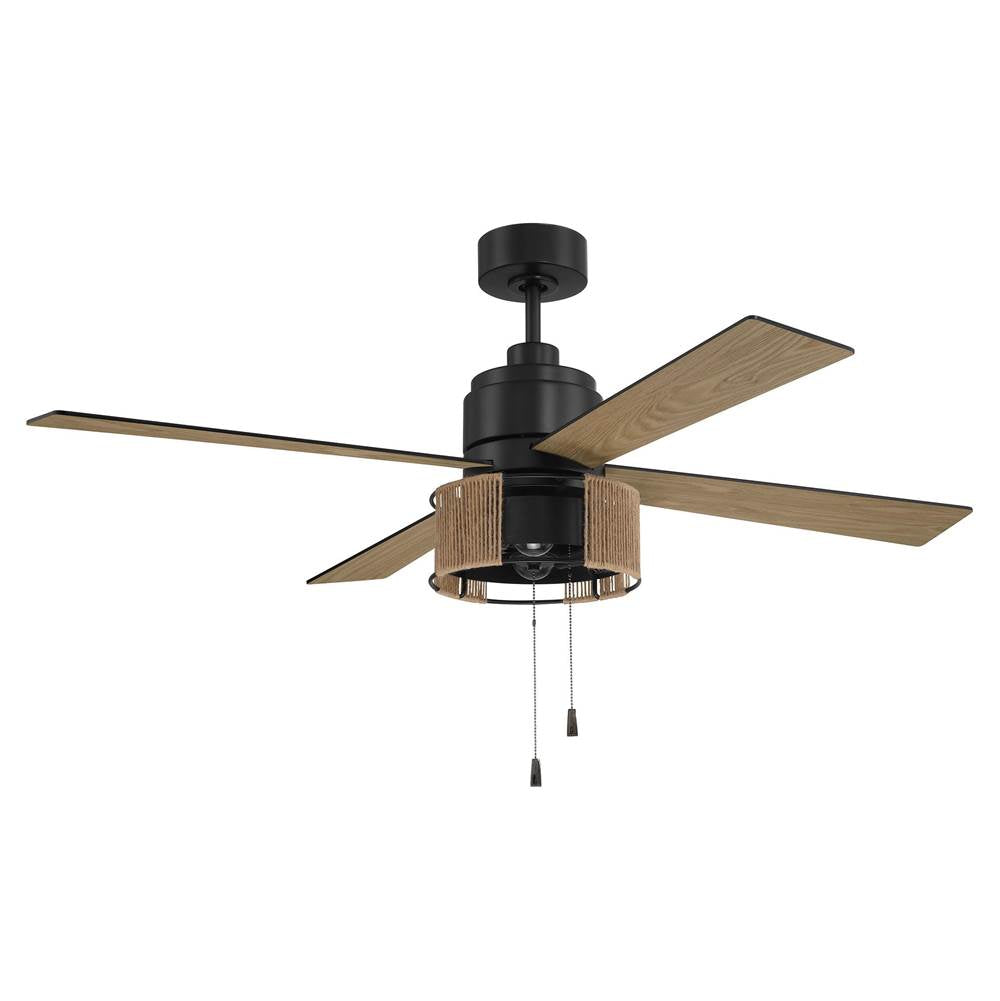 Craftmade KNS52FB4 Flat Black Kensey 52'' 4-blade Ceiling Fan In Flat Black W/ Flat Black/natural Oak Blades; Integrated Light Kit Image 8