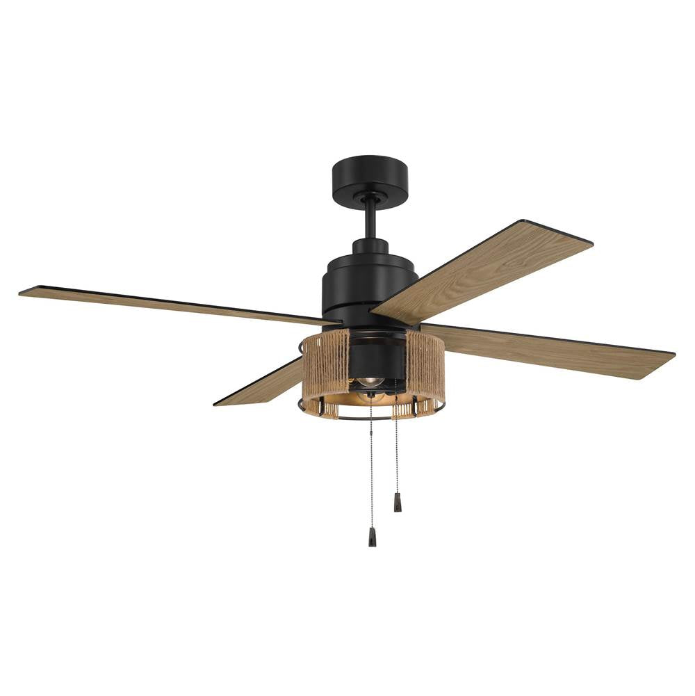 Craftmade KNS52FB4 Flat Black Kensey 52'' 4-blade Ceiling Fan In Flat Black W/ Flat Black/natural Oak Blades; Integrated Light Kit Image 7