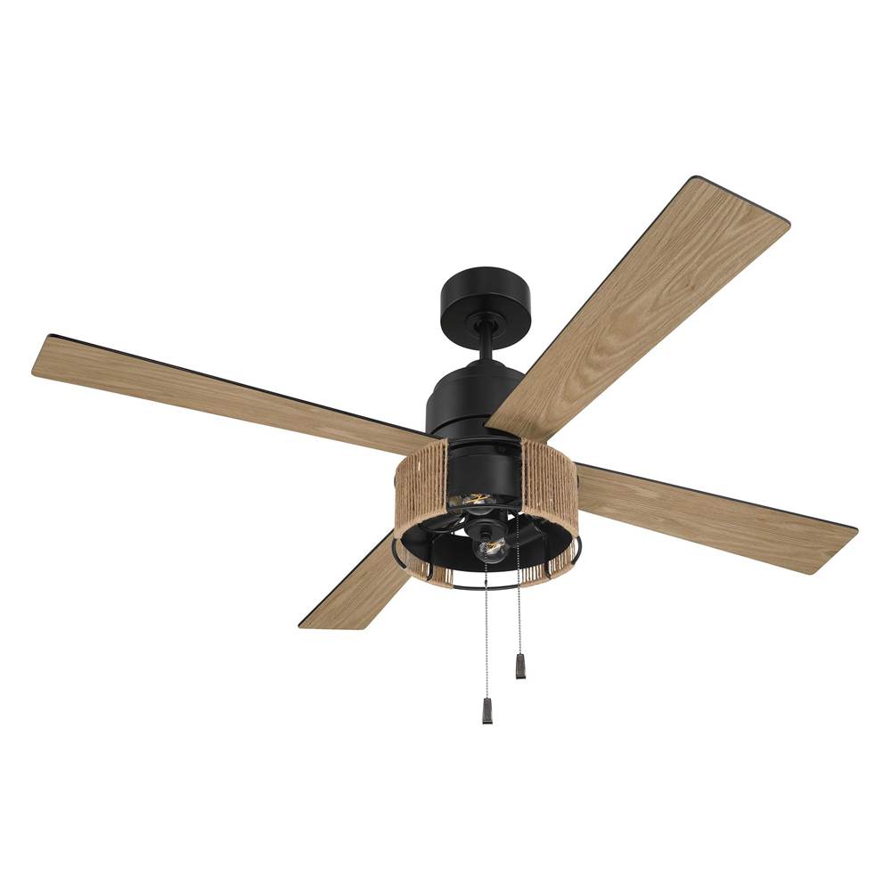 Craftmade KNS52FB4 Flat Black Kensey 52'' 4-blade Ceiling Fan In Flat Black W/ Flat Black/natural Oak Blades; Integrated Light Kit Image 6
