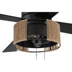 Craftmade KNS52FB4 Flat Black Kensey 52'' 4-blade Ceiling Fan In Flat Black W/ Flat Black/natural Oak Blades; Integrated Light Kit Image 3