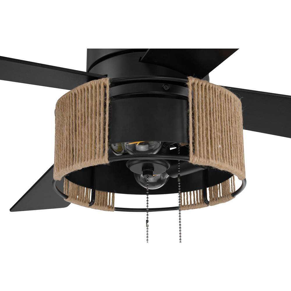 Craftmade KNS52FB4 Flat Black Kensey 52'' 4-blade Ceiling Fan In Flat Black W/ Flat Black/natural Oak Blades; Integrated Light Kit Image 3
