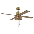Craftmade KNS52SB4 Satin Brass Kensey 52'' 4-blade Ceiling Fan In Satin Brass W/ Flat Black/natural Oak Blades; Integrated Light Kit Image 1
