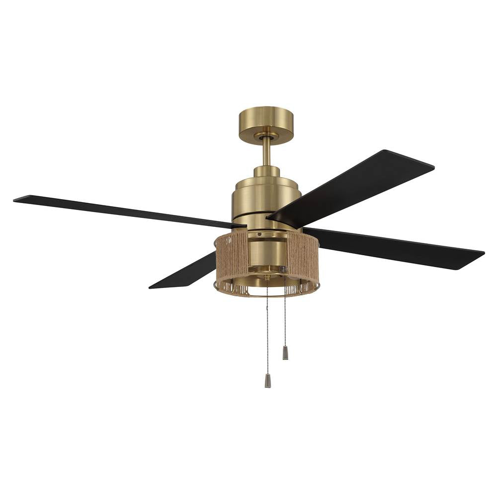 Craftmade KNS52SB4 Satin Brass Kensey 52'' 4-blade Ceiling Fan In Satin Brass W/ Flat Black/natural Oak Blades; Integrated Light Kit Image 8