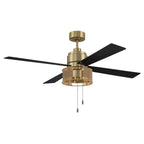 Craftmade KNS52SB4 Satin Brass Kensey 52'' 4-blade Ceiling Fan In Satin Brass W/ Flat Black/natural Oak Blades; Integrated Light Kit Image 7