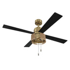 Craftmade KNS52SB4 Satin Brass Kensey 52'' 4-blade Ceiling Fan In Satin Brass W/ Flat Black/natural Oak Blades; Integrated Light Kit Image 6