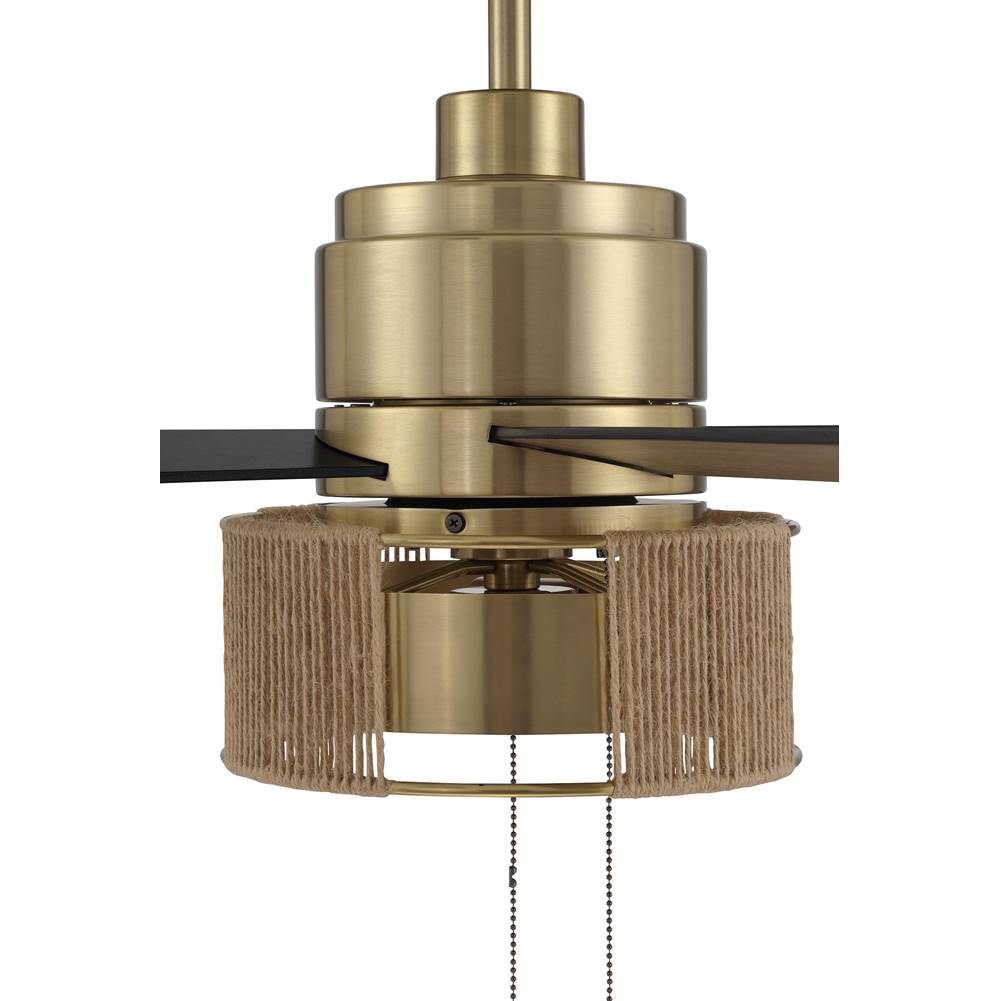 Craftmade KNS52SB4 Satin Brass Kensey 52'' 4-blade Ceiling Fan In Satin Brass W/ Flat Black/natural Oak Blades; Integrated Light Kit Image 5