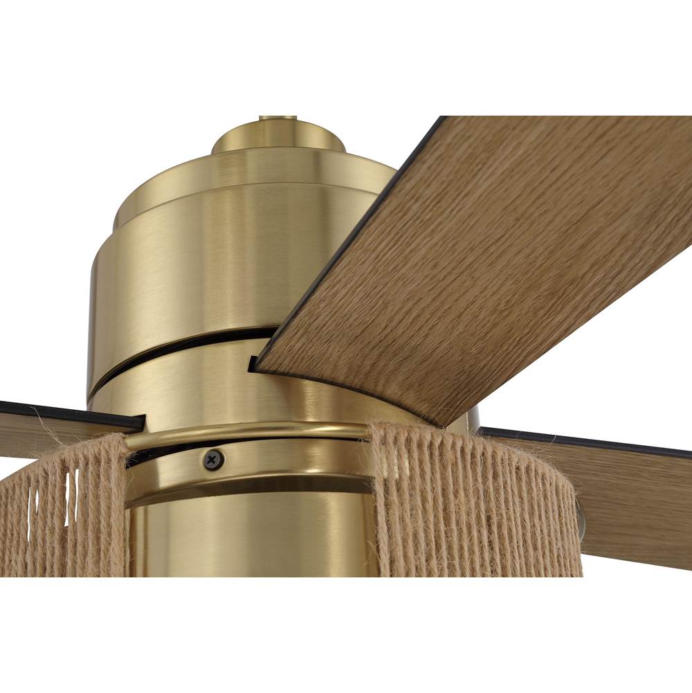 Craftmade KNS52SB4 Satin Brass Kensey 52'' 4-blade Ceiling Fan In Satin Brass W/ Flat Black/natural Oak Blades; Integrated Light Kit Image 4