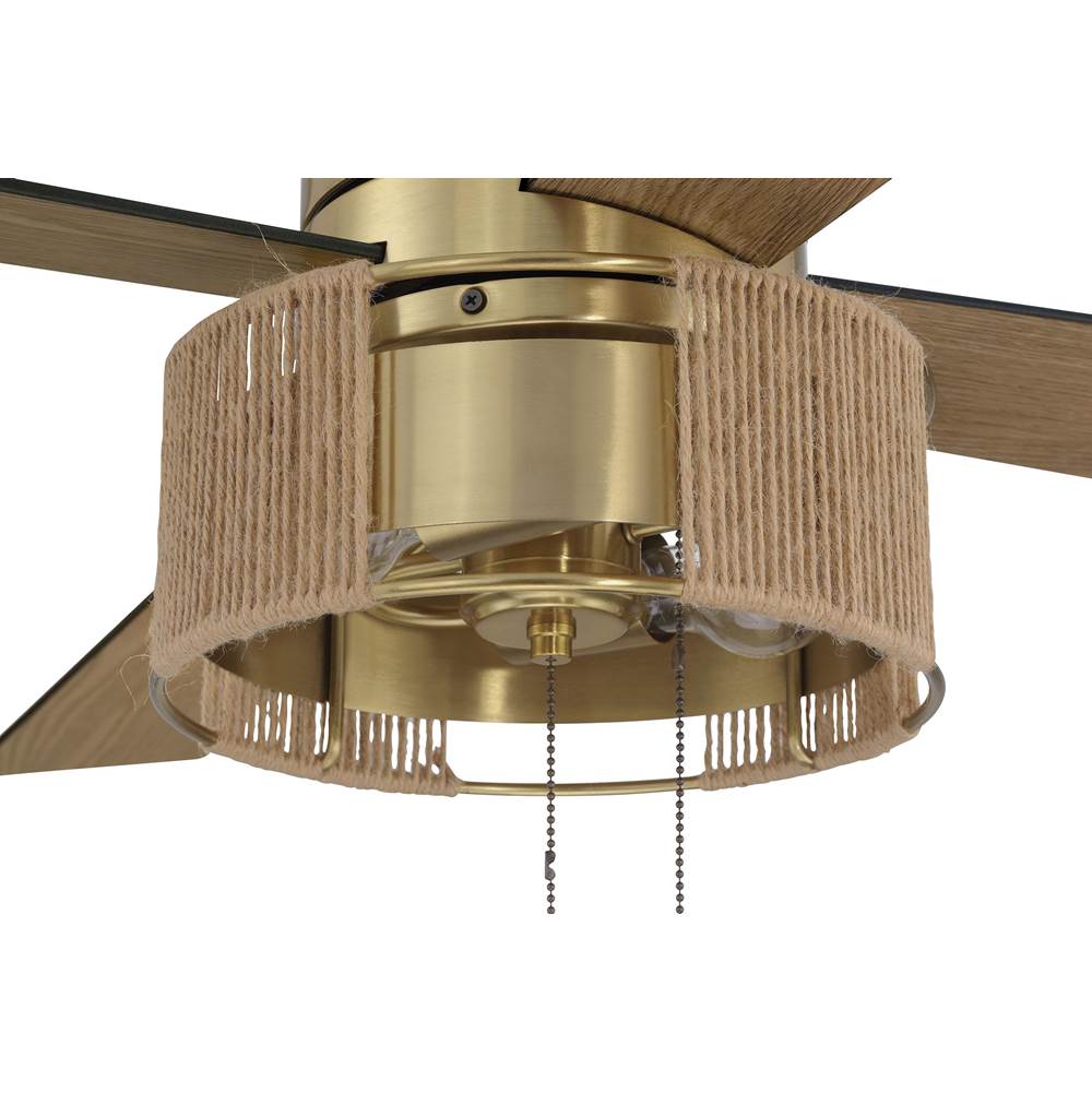 Craftmade KNS52SB4 Satin Brass Kensey 52'' 4-blade Ceiling Fan In Satin Brass W/ Flat Black/natural Oak Blades; Integrated Light Kit Image 3