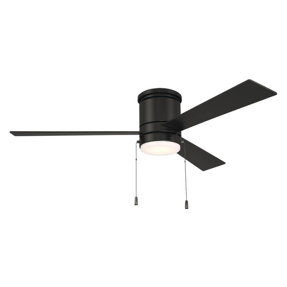 Craftmade  Mccoy Hugger 52'' 3-blade Ceiling Fan In Flat Black W/ Flat Black Blades (pull-chain); Light Kit Included (optional)