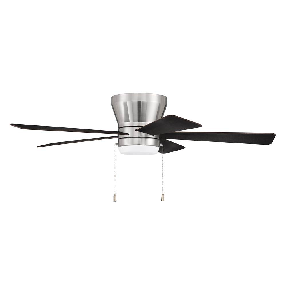 Craftmade MER52BNK5 Brushed Polished Nickel Merit 52'' 5-blade Ceiling Fan In Brushed Polished Nickel W/ Black Walnut/grey Walnut Blades; Integrated Light Kit Image 1