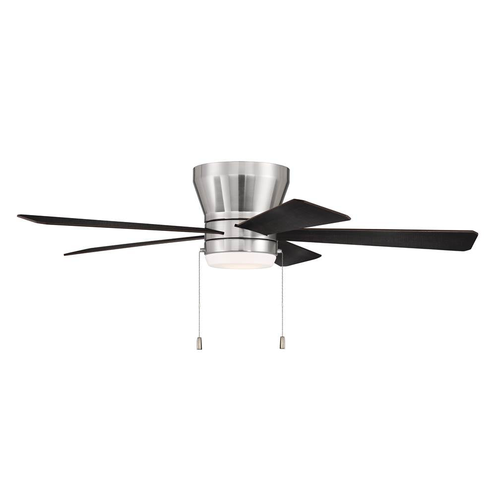 Craftmade Merit 52'' 5-blade Ceiling Fan In Brushed Polished Nickel W/ Black Walnut/grey Walnut Blades; Integrated Light Kit