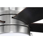 Craftmade MER52BNK5 Brushed Polished Nickel Merit 52'' 5-blade Ceiling Fan In Brushed Polished Nickel W/ Black Walnut/grey Walnut Blades; Integrated Light Kit Image 5
