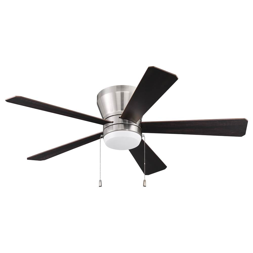 Craftmade MER52BNK5 Brushed Polished Nickel Merit 52'' 5-blade Ceiling Fan In Brushed Polished Nickel W/ Black Walnut/grey Walnut Blades; Integrated Light Kit Image 2