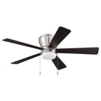 Craftmade MER52BNK5 Brushed Polished Nickel Merit 52'' 5-blade Ceiling Fan In Brushed Polished Nickel W/ Black Walnut/grey Walnut Blades; Integrated Light Kit Image 2
