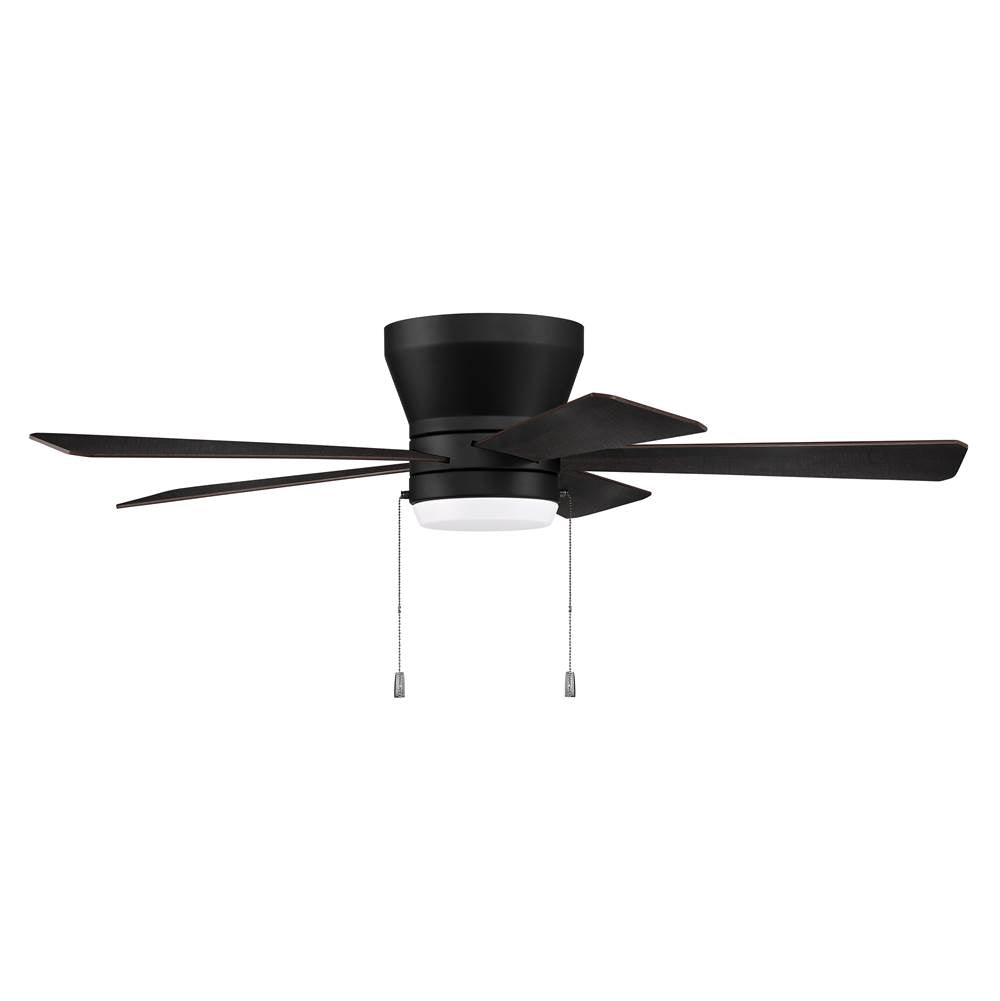 Craftmade MER52FB5 Flat Black Merit 52'' 5-blade Ceiling Fan In Flat Black W/ Flat Black/greywood Blades; Integrated Light Kit Image 1