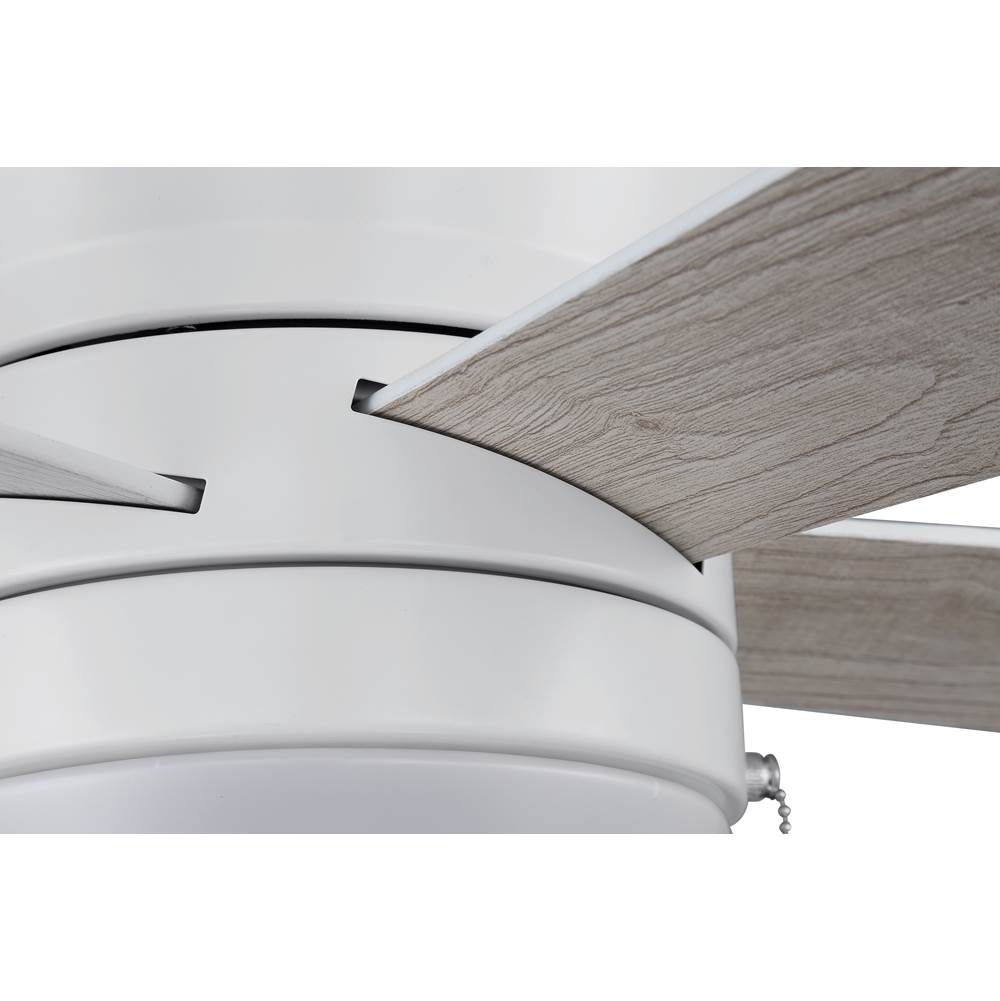 Craftmade MER52W5 White Merit 52'' 5-blade Ceiling Fan In White W/ White/washed Oak Blades; Integrated Light Kit Image 3