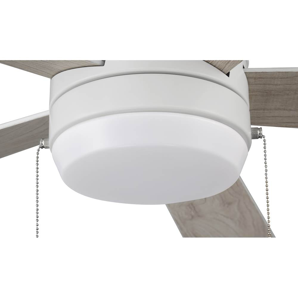 Craftmade MER52W5 White Merit 52'' 5-blade Ceiling Fan In White W/ White/washed Oak Blades; Integrated Light Kit Image 2