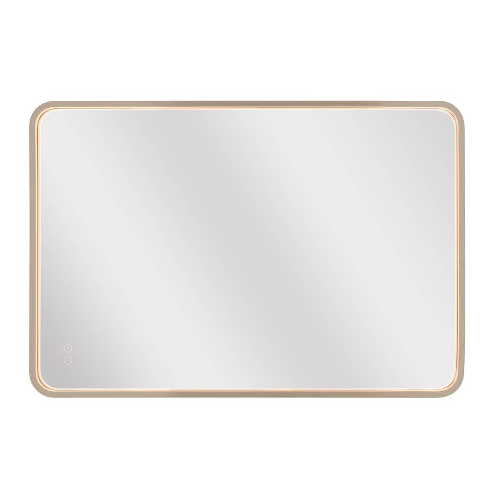 Craftmade Monica 24''x 36'' Framed Rounded Rectangular Edge Lit Led Mirror, Defogger And Dimmer, 3000-5000k, In Satin Brass