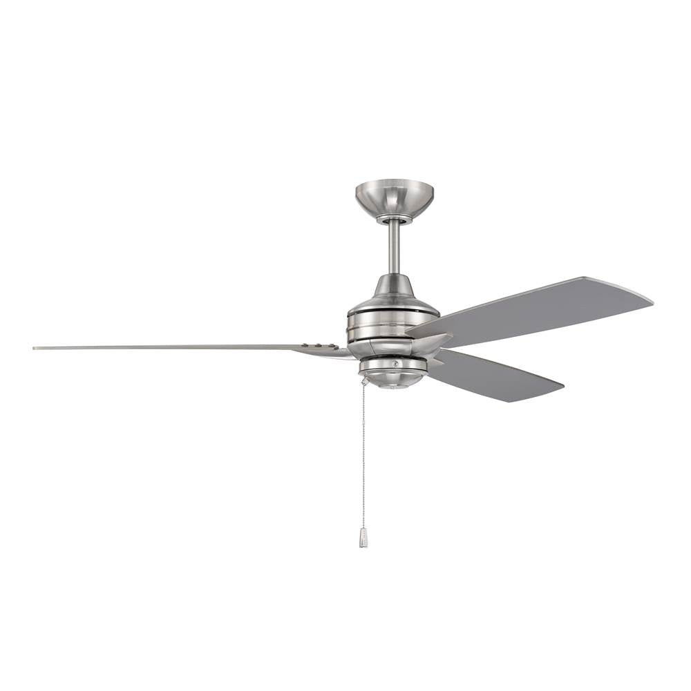 Craftmade MOT52BNK3 Brushed Polished Nickel Moto 52'' 3-blade Ceiling Fan In Brushed Polished Nickel W/ Brushed Nickel/driftwood Blades; Light Kit Optional (not Included) Image 1