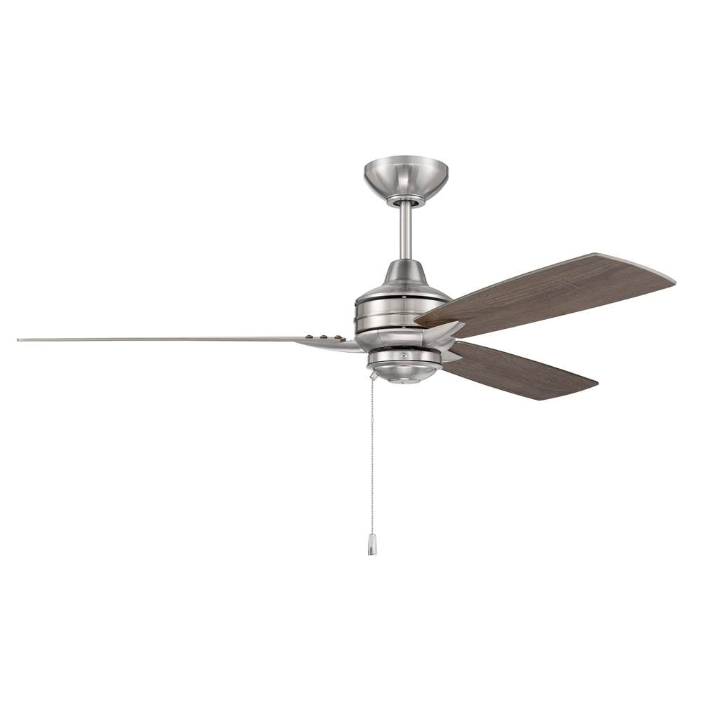 Craftmade Moto 52'' 3-blade Ceiling Fan In Brushed Polished Nickel W/ Brushed Nickel/driftwood Blades; Light Kit Optional (not Included)