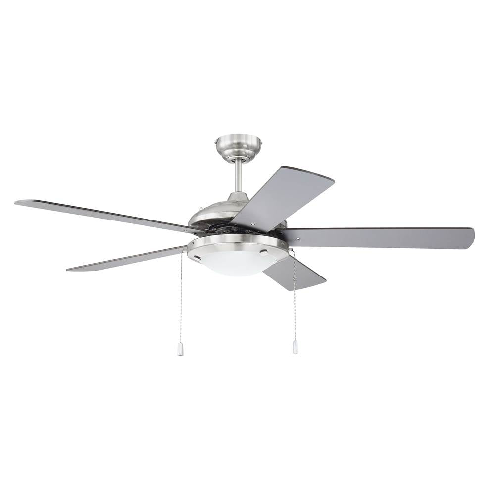Craftmade NIK52BNK5 Brushed Polished Nickel Nikia 52'' 5-blade Ceiling Fan In Brushed Polished Nickel W/ Brushed Nickel/walnut Blades; Integrated Light Kit Image 1