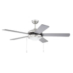 Craftmade NIK52BNK5 Brushed Polished Nickel Nikia 52'' 5-blade Ceiling Fan In Brushed Polished Nickel W/ Brushed Nickel/walnut Blades; Integrated Light Kit Image 1