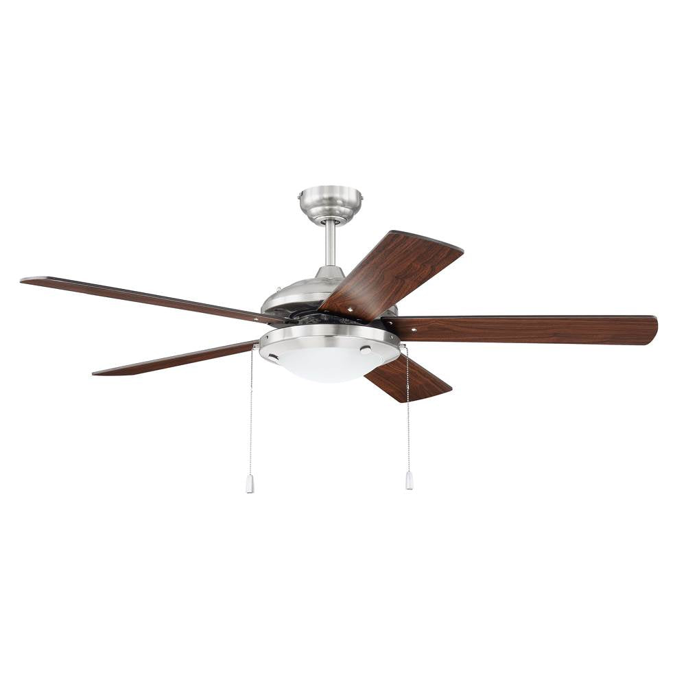 Craftmade Nikia 52'' 5-blade Ceiling Fan In Brushed Polished Nickel W/ Brushed Nickel/walnut Blades; Integrated Light Kit