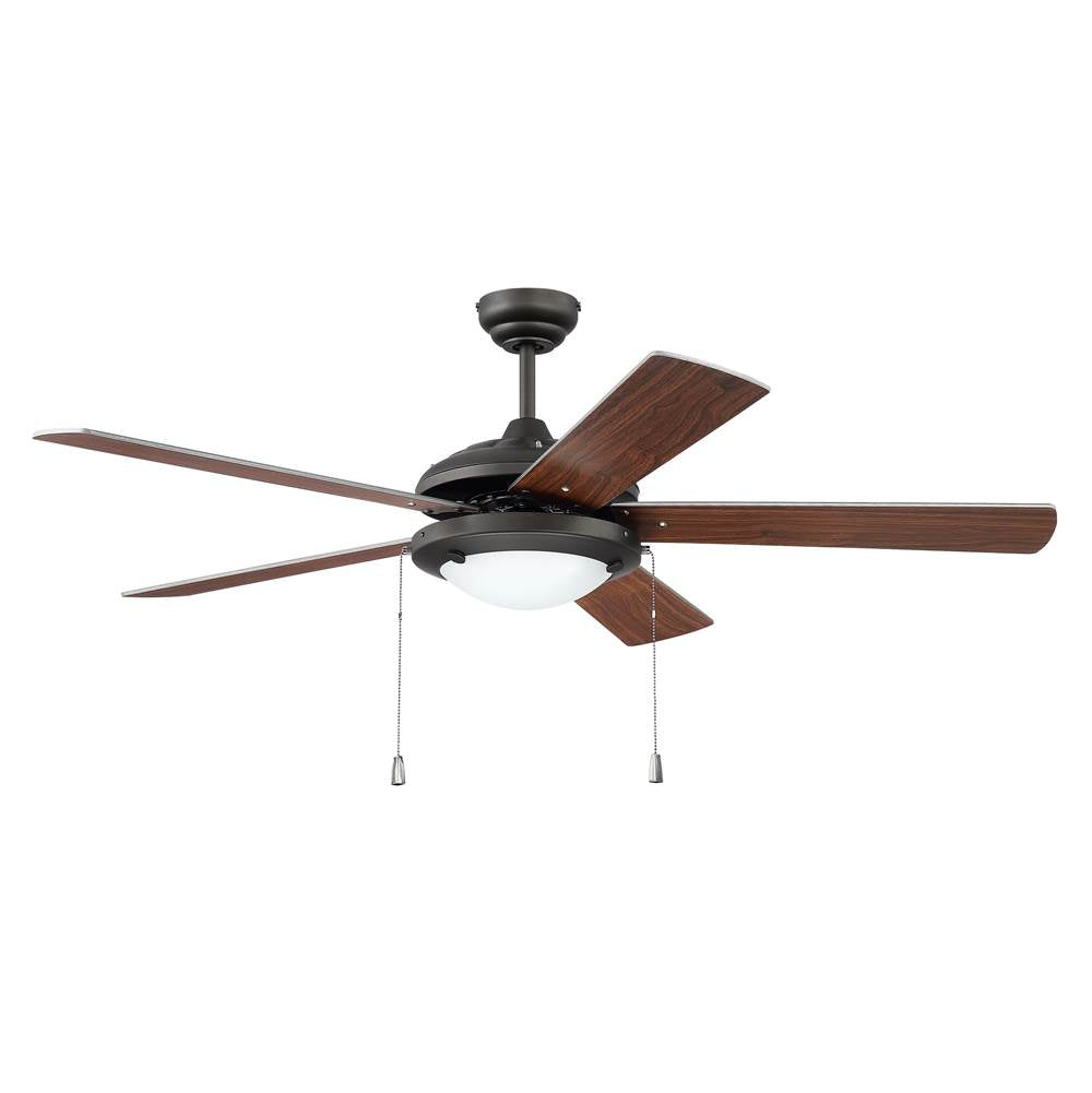 Craftmade Nikia 52'' 5-blade Ceiling Fan In Brushed Polished Nickel W/ Brushed Nickel/walnut Blades; Integrated Light Kit