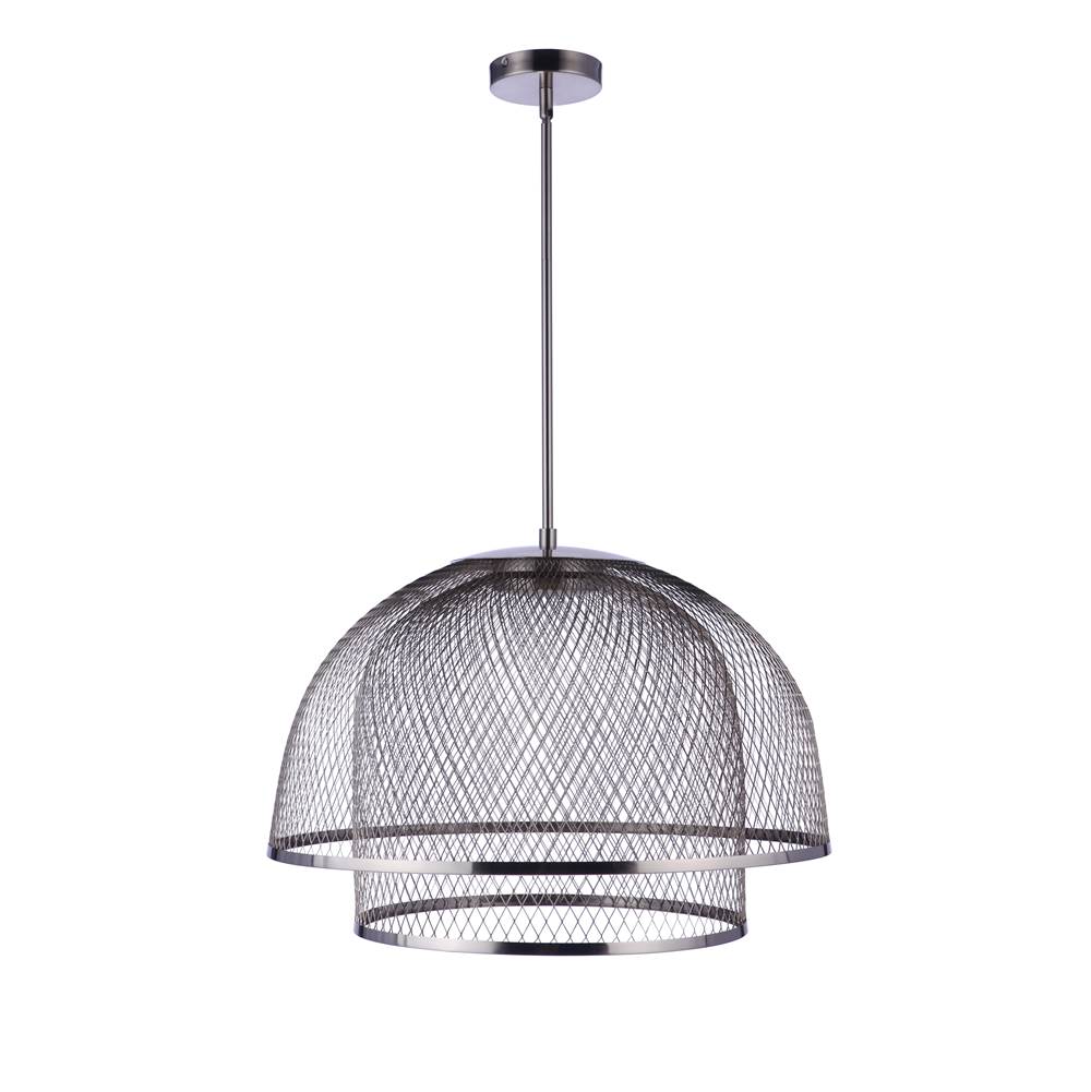 Craftmade  24.25'' Diameter Sculptural Statement Metal Mesh Dome 2 Shade Pendant In Brushed Polished Nickel