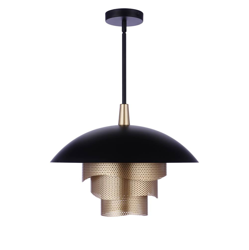 Craftmade  19'' Diameter Sculptural Statement Dome Pendant With Perforated Metal Shades In Flat Black/matte Gold