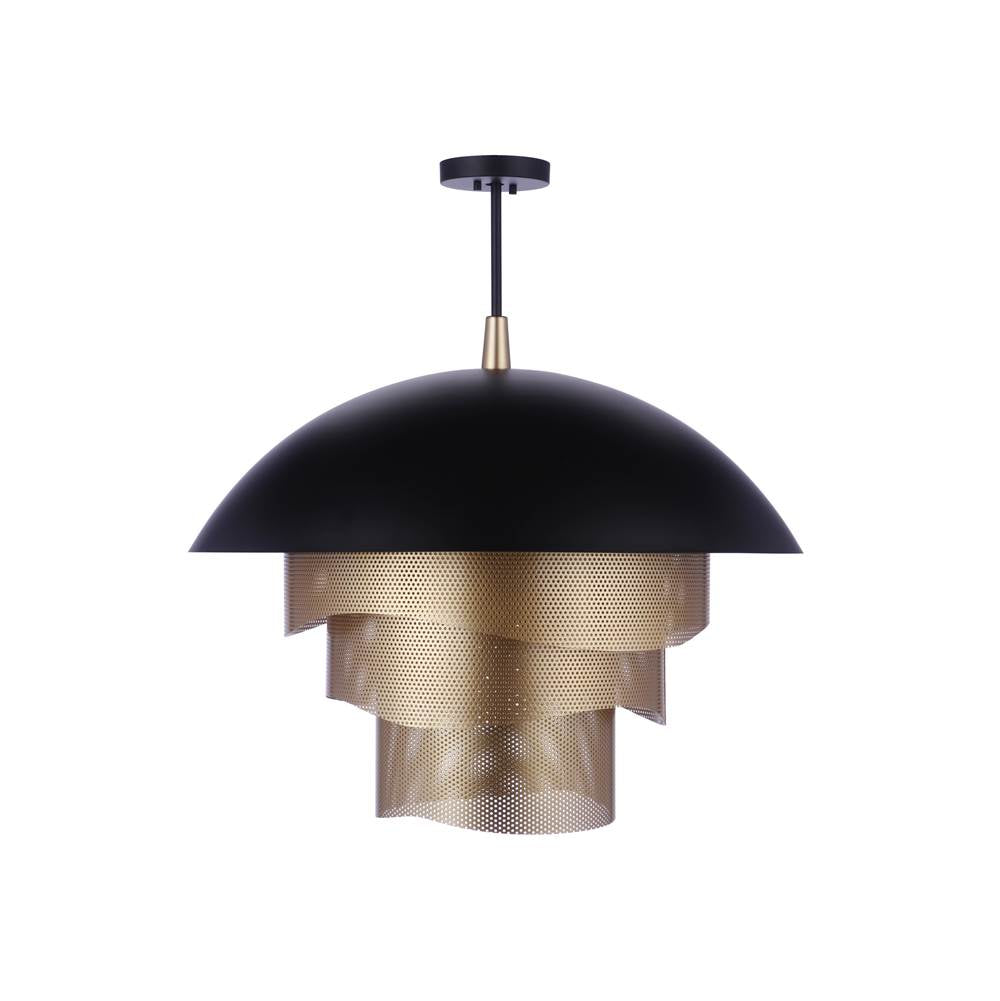 Craftmade  31.25'' Diameter Sculptural Statement Dome Pendant With Perforated Metal Shades In Flat Black/matte Gold