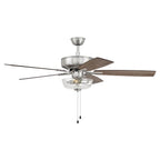Craftmade P101BNK5-52DWGWN Brushed Polished Nickel Pro Plus 101 52'' 5-blade Ceiling Fan In Brushed Polished Nickel W/ Driftwood/grey Walnut Blades; Light Kit Included (optional) Image 1